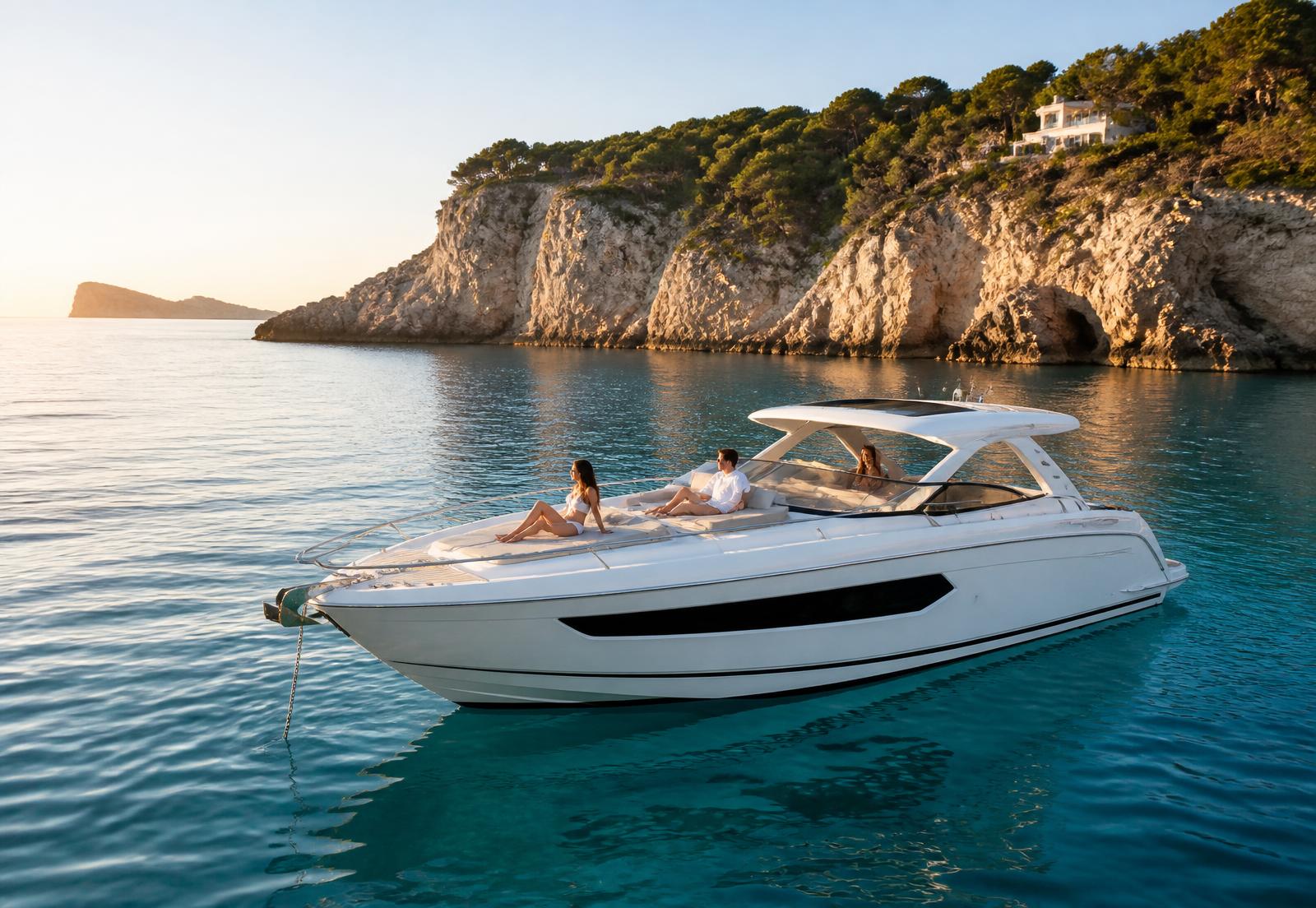 Bateau de location PANAME au mouillage dans une crique turquoise